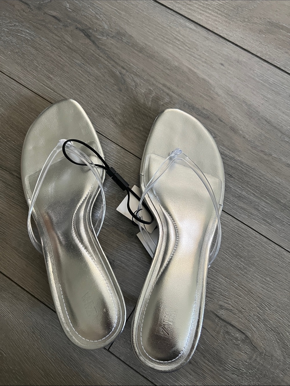 Zara Silver Clear-Strap Women’s Slide Sandals
